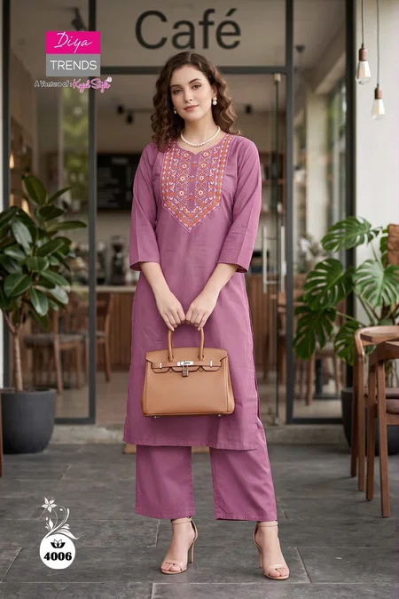 Pink Colour Diya Trends Dhabu Cotton Kurtis With Bottom 4006 